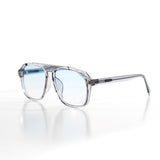 Brille "Toni" - Grauer Rahmen, Blaues Glas - Blue Gradient
