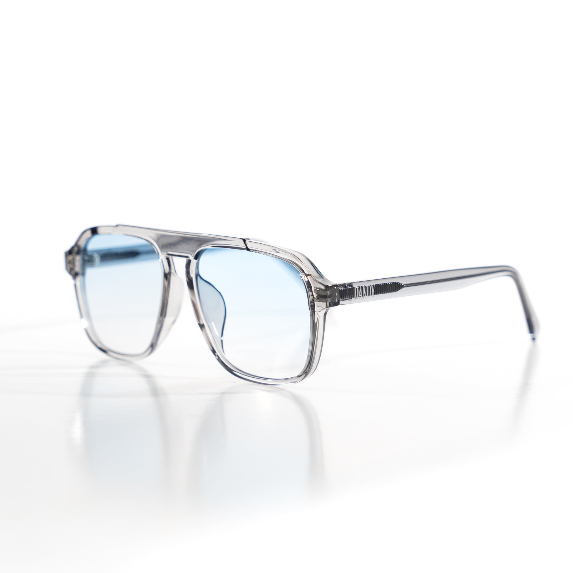Brille "Toni" - Grauer Rahmen, Blaues Glas - Blue Gradient