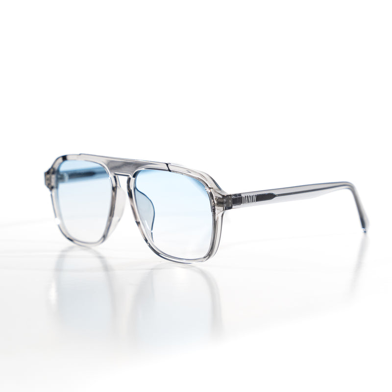 Brille "Toni" - Grauer Rahmen, Blaues Glas - Blue Gradient