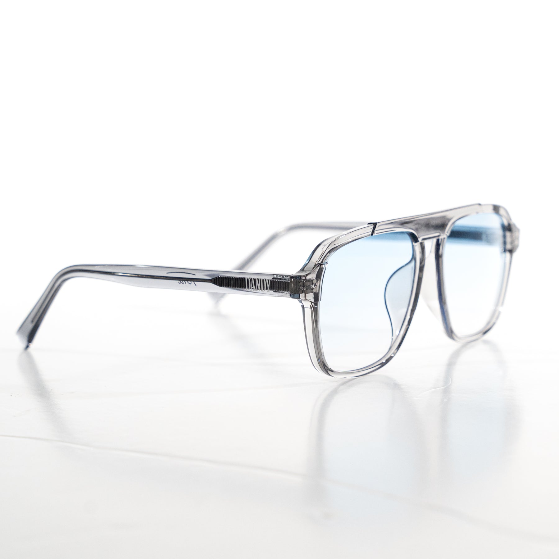 Brille "Toni" - Grauer Rahmen, Blaues Glas - Blue Gradient
