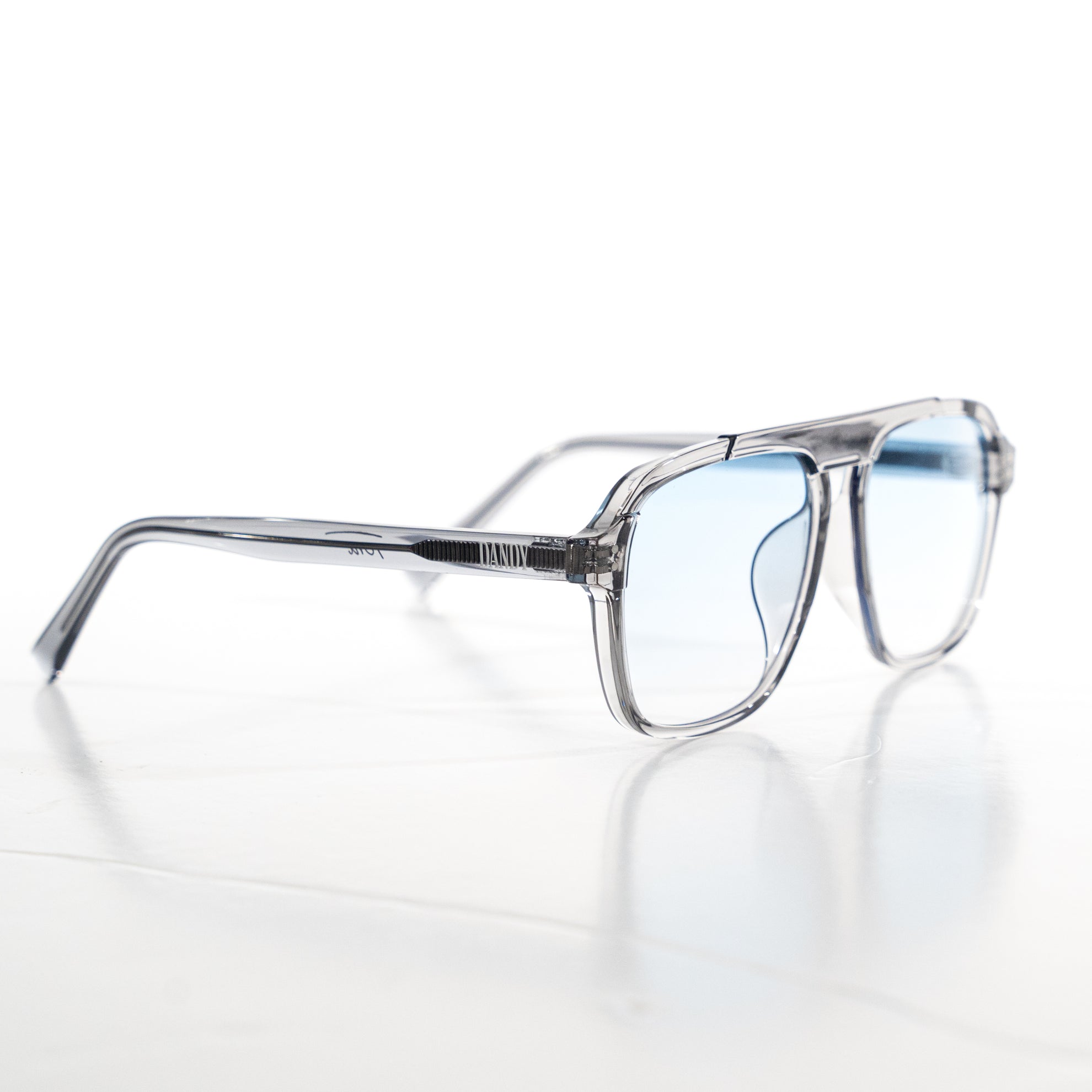 Brille "Toni" - Grauer Rahmen, Blaues Glas - Blue Gradient