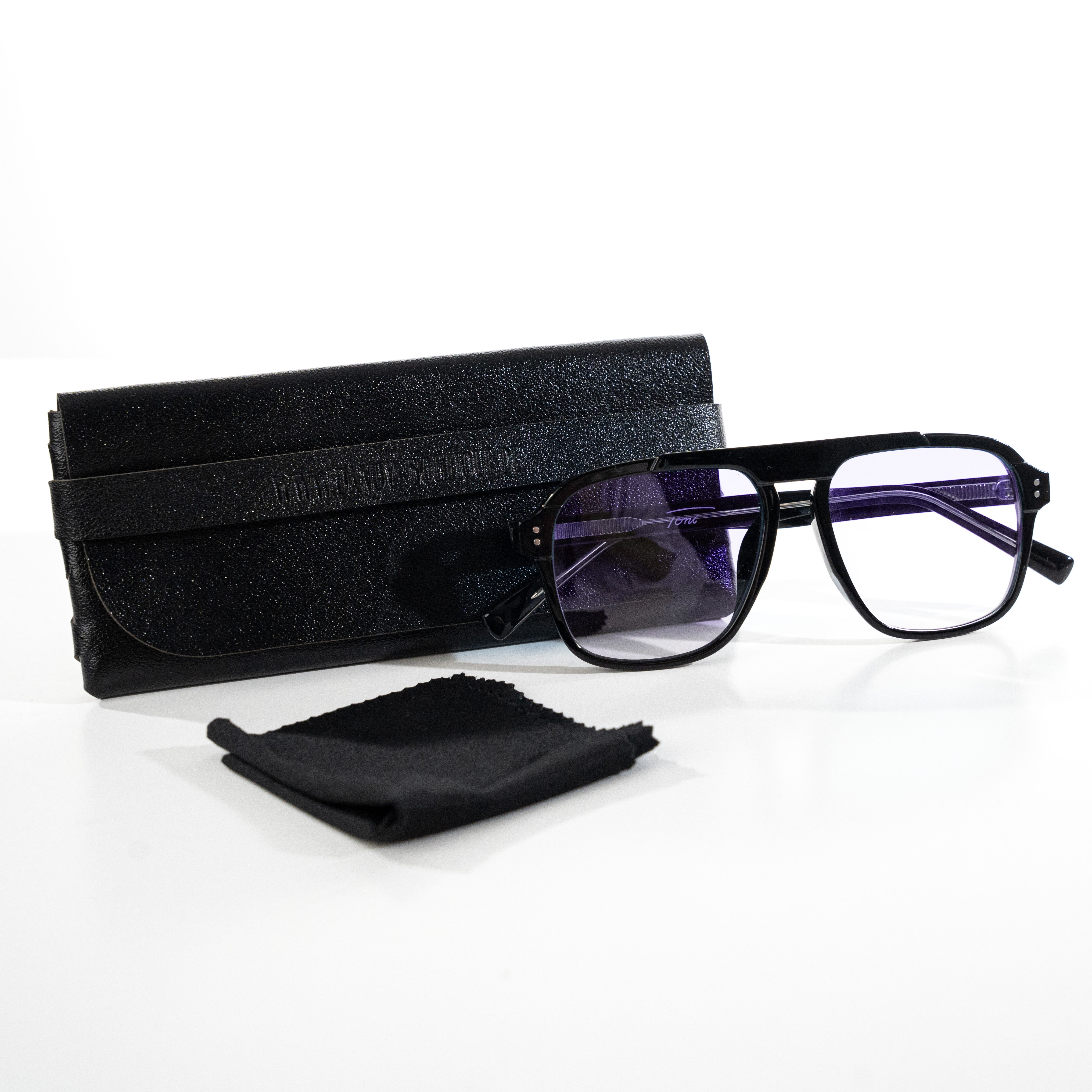 Brille "Toni" - Schwarzer Rahmen, Violettes Glas - Limited Edition