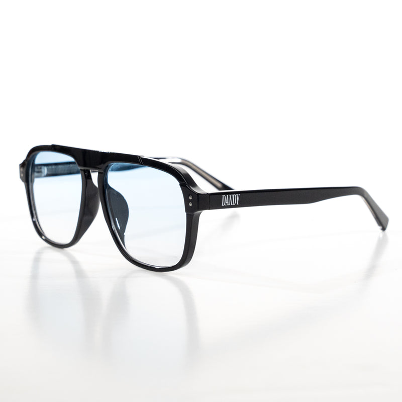 Brille "Toni" - Schwarzer Rahmen, Blaues Glas - Blue Gradient