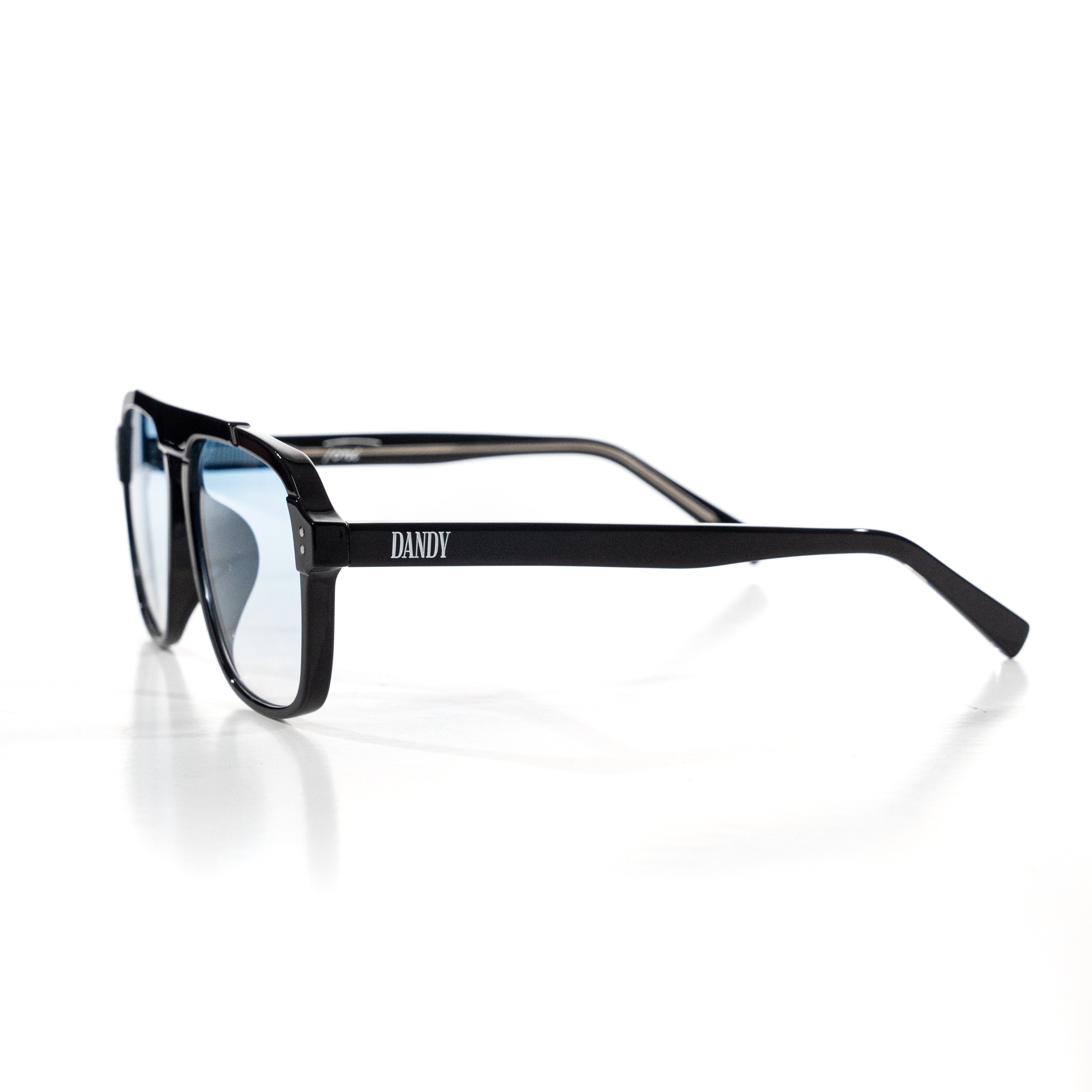 Brille "Toni" - Schwarzer Rahmen, Blaues Glas - Blue Gradient