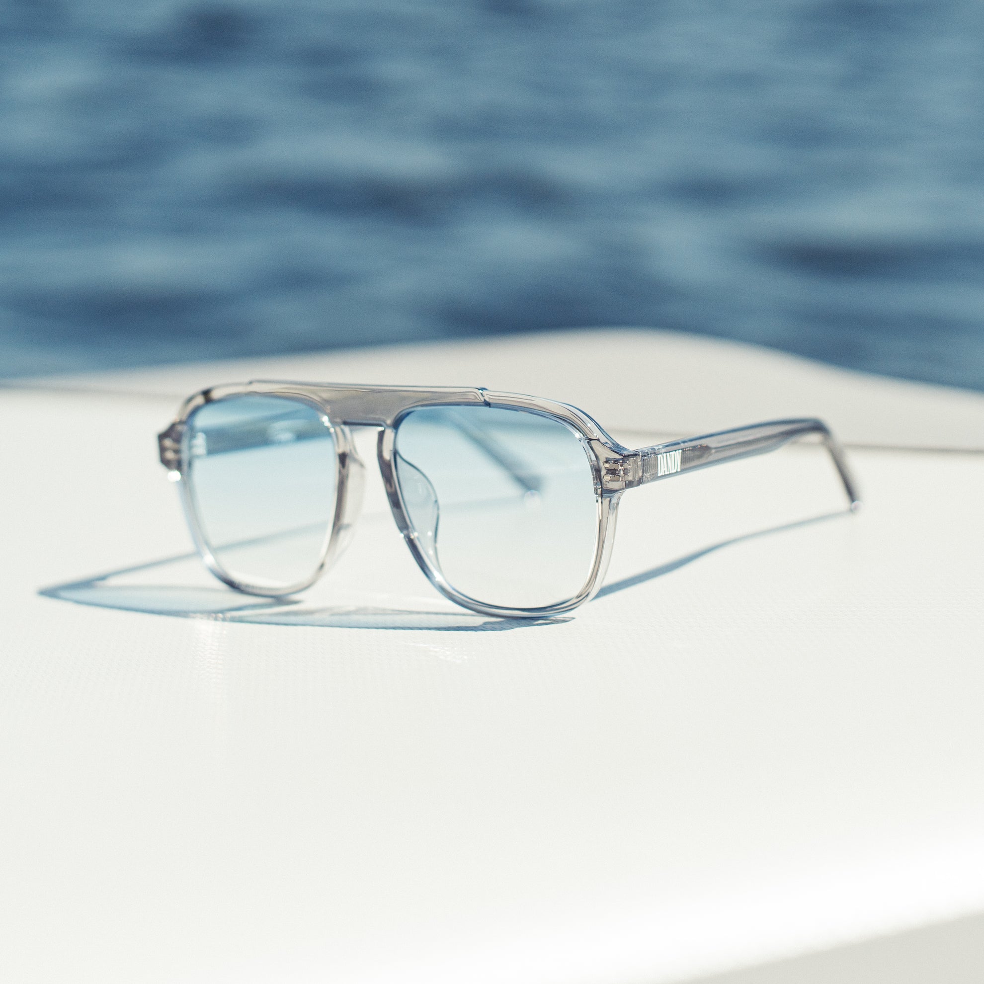 Brille "Toni" - Grauer Rahmen, Blaues Glas - Blue Gradient